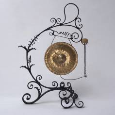 Arts & Crafts giant antique gong, iron & brass, Townshends, 1890`s English